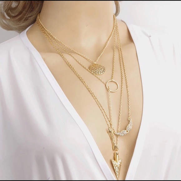 Arrow Angel Wings Dainty Multilayer Necklace - Picture 6 of 6